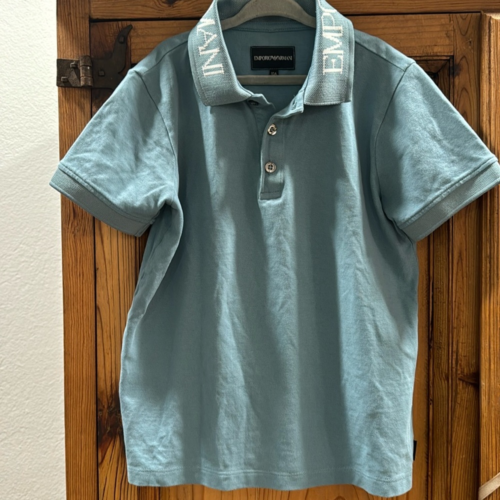 Emporio Armani Boys Blue Polo Sz 10A 142cm